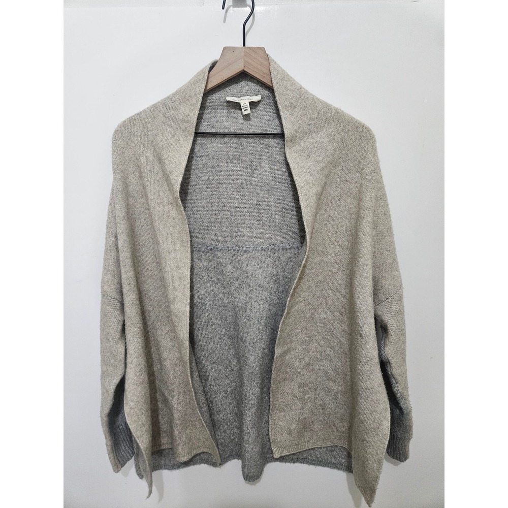 Grade & Gather Grey Colorblock Open Front Wool Blend Cardigan Sweater S/M